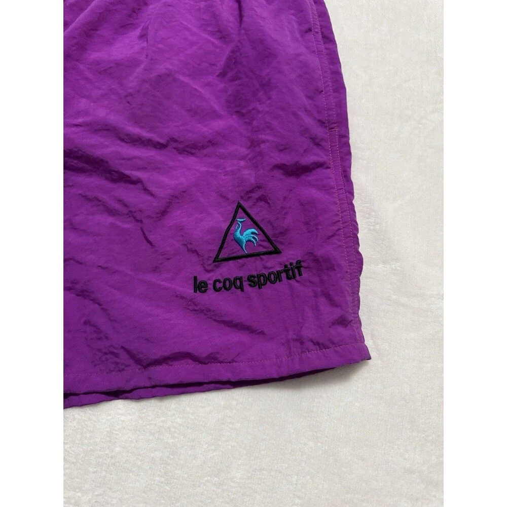 Vintage Le Coq Sportif Swim Trunks Adult XL Purple Swimsuit Shorts 1980s Logo